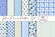 Blue Floral Pattern Set, a Pattern Graphic by Libby Wishes (Thumbnail 1 of 5)