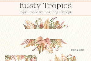 Rusty Tropics. Watercolor Clipart