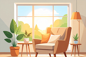 Cozy living room colored illustration, a Decorative Illustration by DanFLCreativo