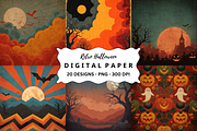 Retro Halloween Backgrounds Bundle, a Background Graphic by PcuDesigns Illustrations (Thumbnail 1 of 3)