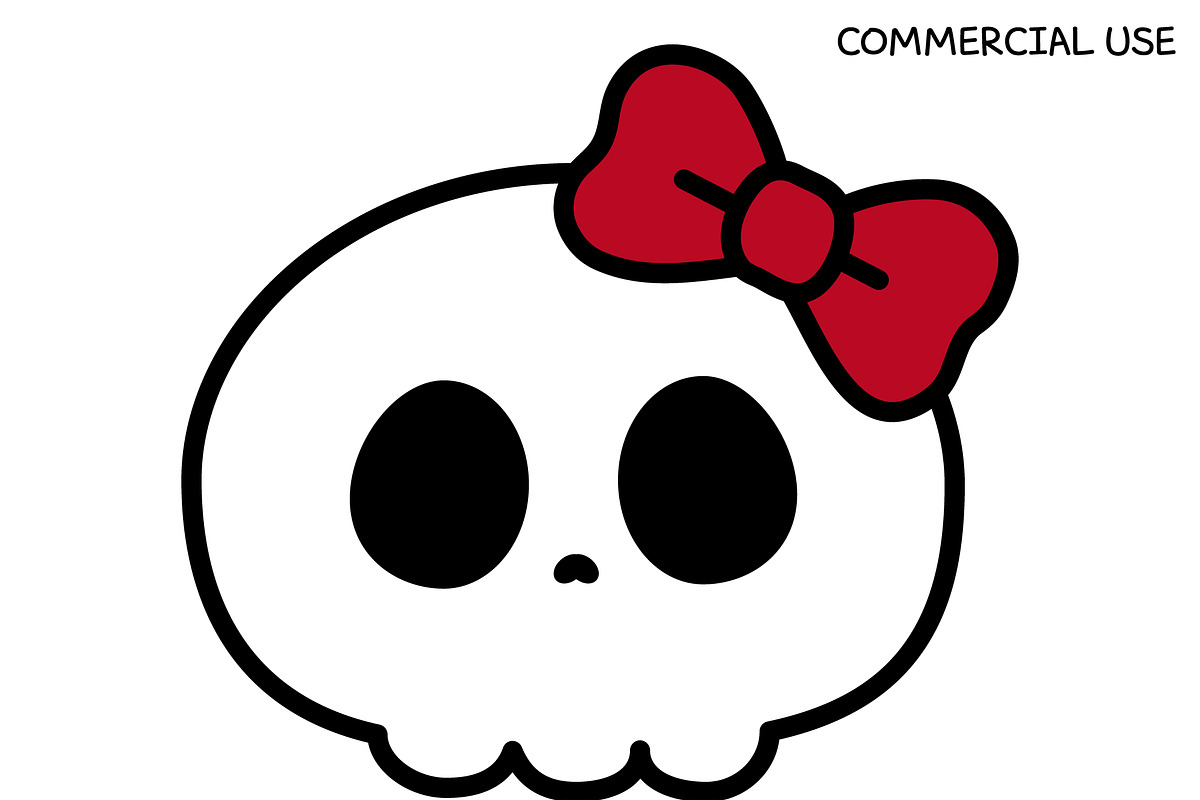 Kawaii Skull with Bow SVG, an Illustration by TheHitShop (Photo 1 of 3)