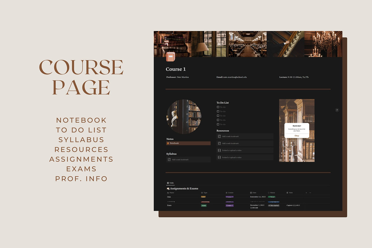 Notion Template Dark Academia, a Templates & Theme by AestheticOrganizer (Photo 4 of 9)