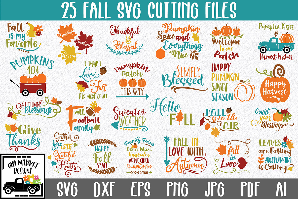 Fall SVG Bundle - 25 Cut Files, an Illustration by OldMarket Designs
