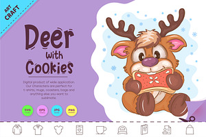 Cartoon Deer with Cookies. Clipart, an Animal Illustration by KENO Mascots