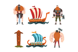 Viking Male Character with Weapons, a Person Illustration by TopVectors