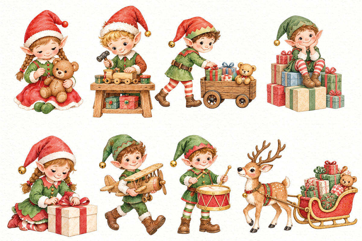 Christmas Watercolor PNG, a Seasonal Illustration by Villa 11 Estudio (Photo 3 of 9)
