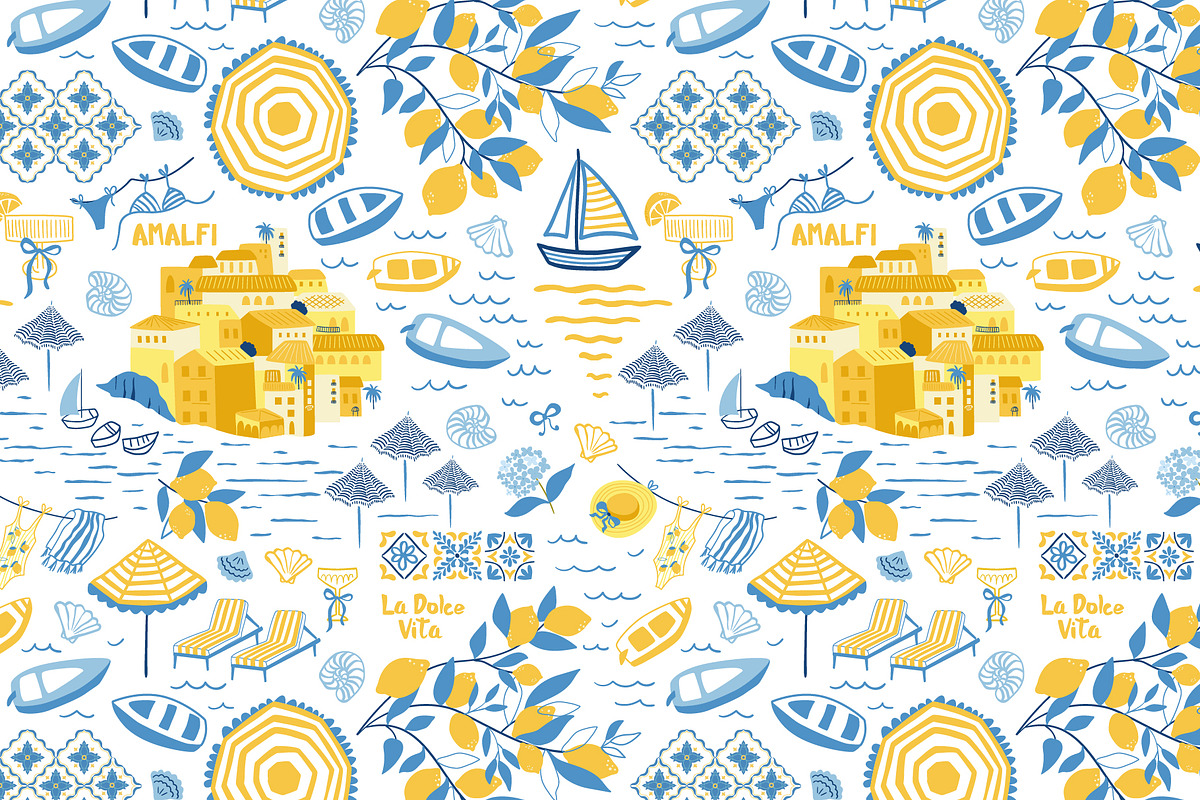Limoncello - summer Amalfi patterns, a Pattern Graphic by Tani Kuzminka (Photo 17 of 24)