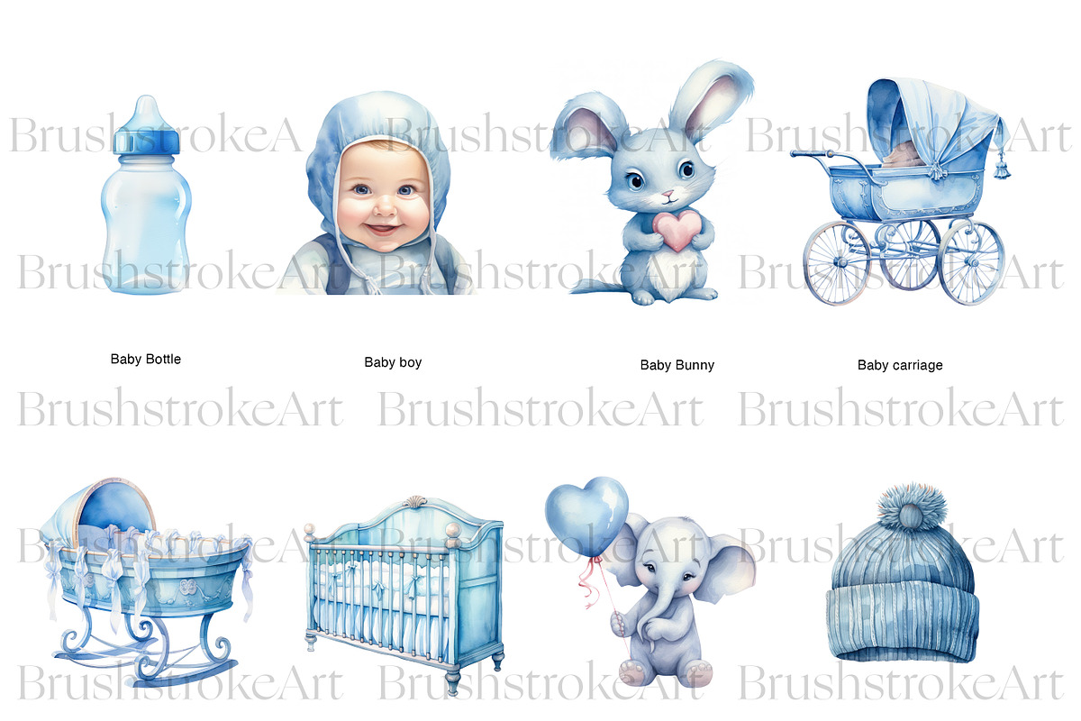Blue Baby Shower Clipart, Its a Boy, a Decorative Illustration by BrushstrokeArtGB (Photo 4 of 9)