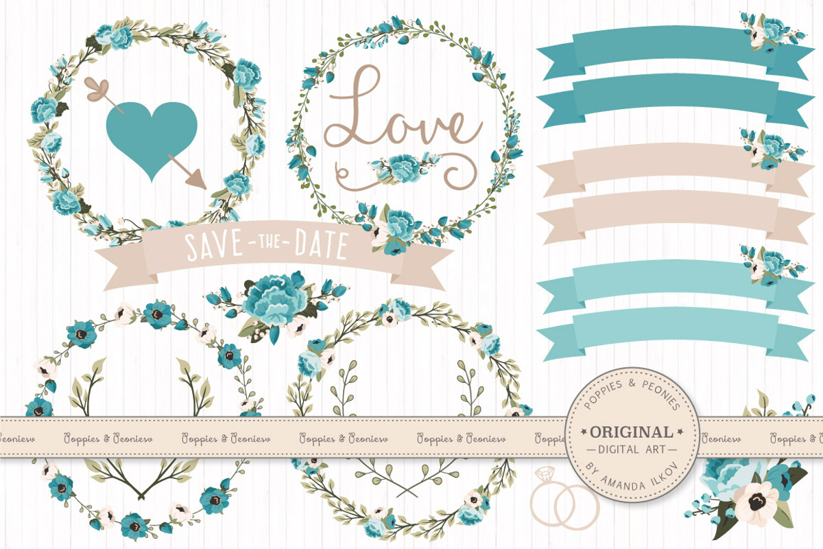 Wedding Floral Clipart & Vectors, an Illustration by Amanda Ilkov (Photo 1 of 4)