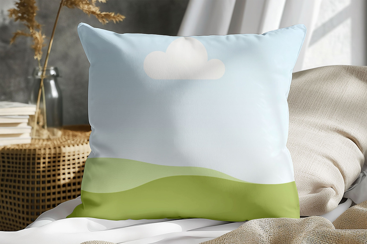 Living Room Square Pillow Mockup, a Household Mockup by NoemieDesigns (Photo 8 of 11)