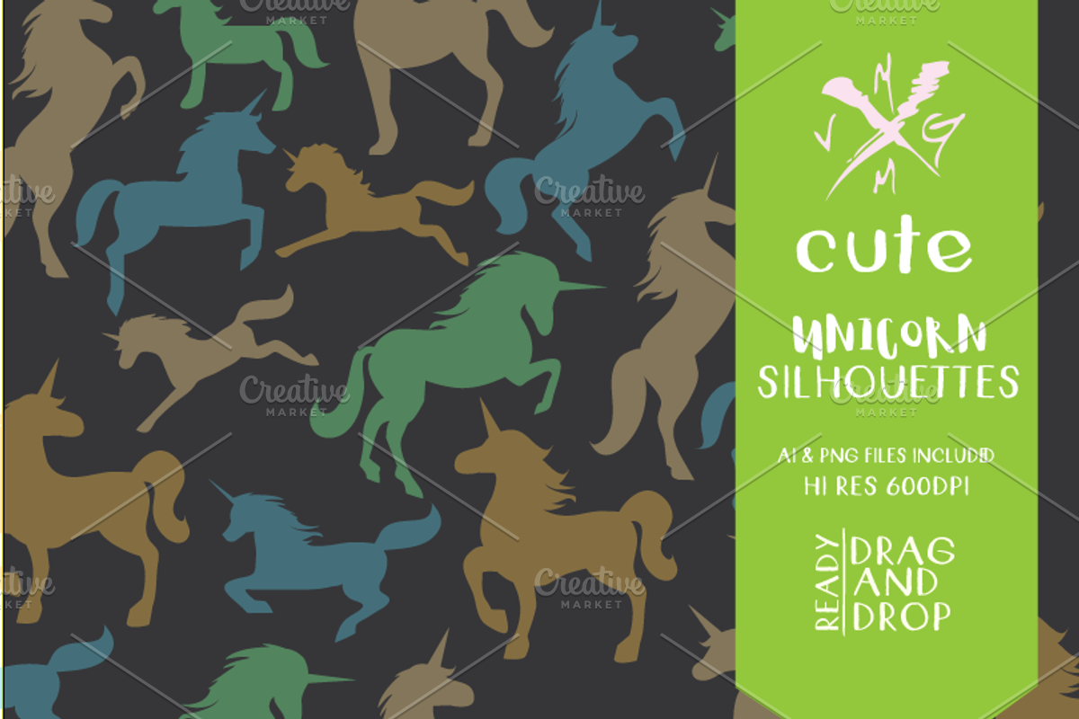 CUTE UNICORN SILHOUETTES, an Illustration by MVMG (Photo 1 of 2)
