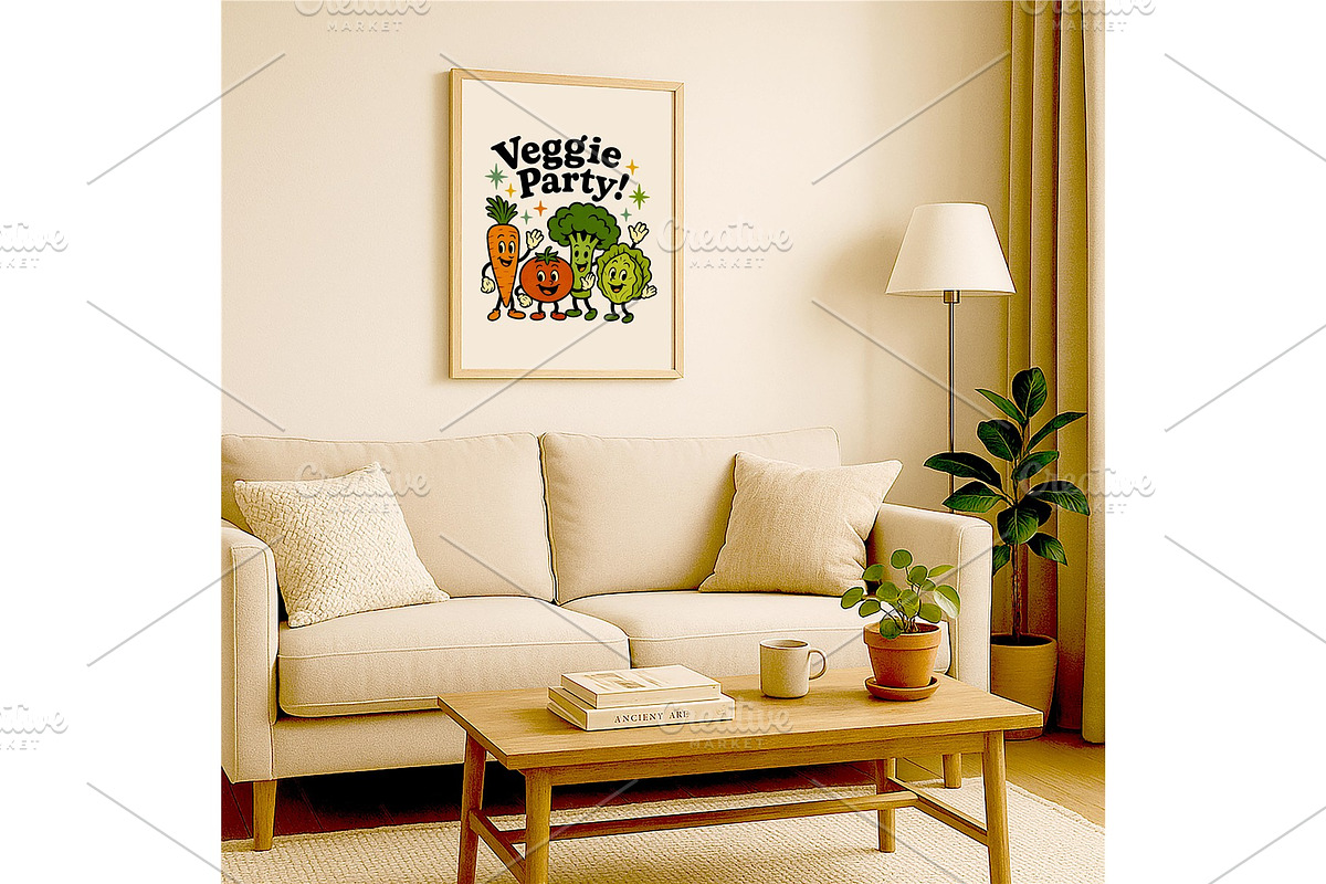 Veggie Party Wall Art Cute Retro, a Background Graphic by LaseredNinja (Photo 5 of 7)