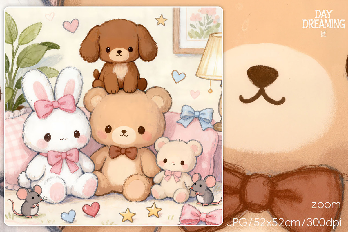 Cozy Day with Fluffy Friends, an Animal Illustration by yahu88studio (Photo 2 of 3)