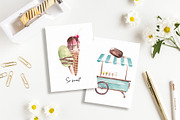 Watercolor Ice Cream Collection, a Food Illustration by YuliyaArtGarden (Thumbnail 3 of 11)