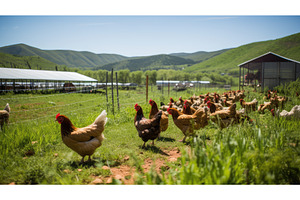 grass range chicken farm ai, an Animal Photo by pikepicture