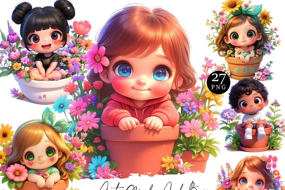 Watercolor Cute Girl and Boy, an Animal Illustration by Design Scotch (Photo 1 of 8)