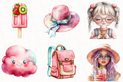 Pink & Mint Summer Clipart, an Illustration by OK Design (Thumbnail 2 of 5)