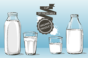Cows and Milk. Hand drawn Vector set, an Animal Illustration by Alltruecolours (Thumbnail 4 of 6)