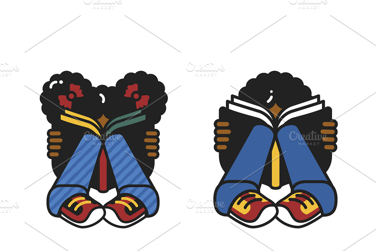 African American Kids Reading, a Person Illustration by MISS CHATZ (Photo 3 of 3)