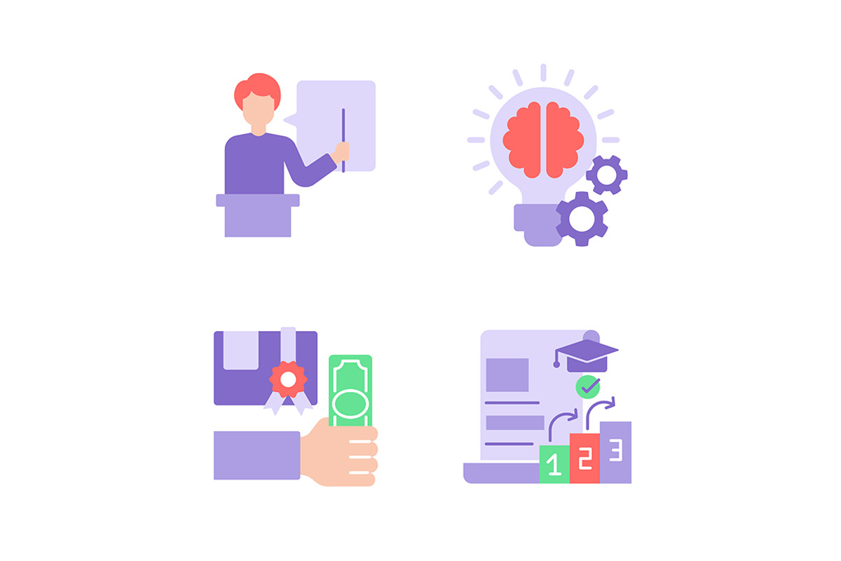 College classes flat color icon, an Icon by IMG visuals icons