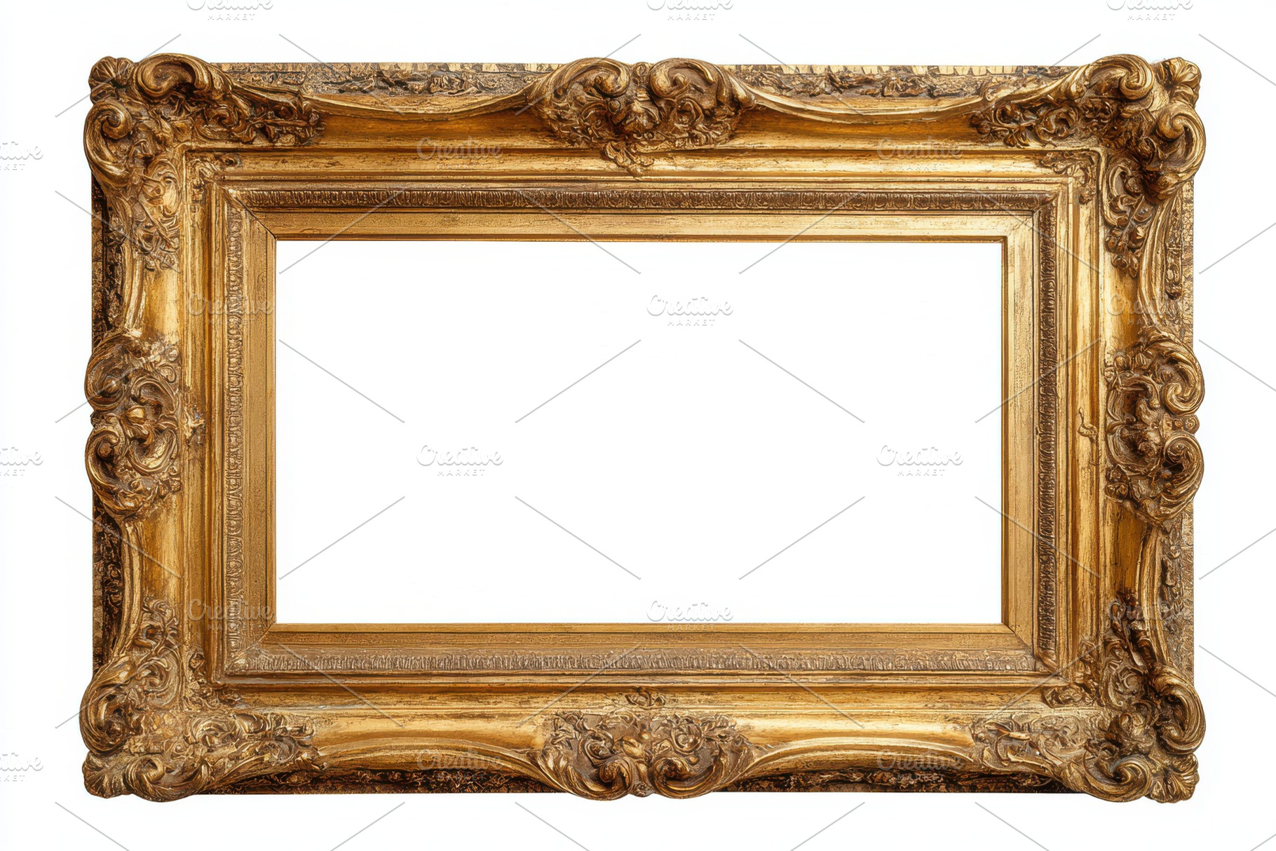 Ornate Gold Picture Frame Empty Anti, a Photo by Pixeness Studio