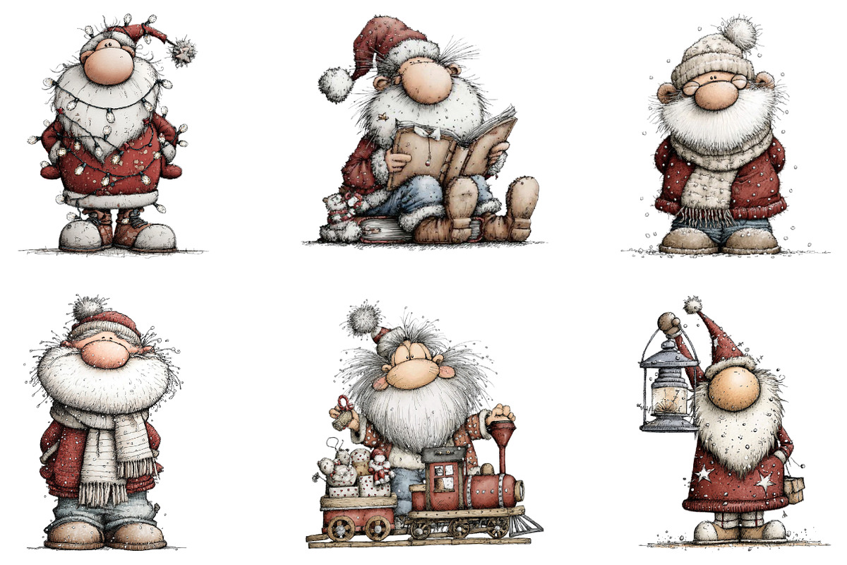 Whimsical Christmas Grandpa Clipart, an Illustration by designcity5 (Photo 2 of 5)