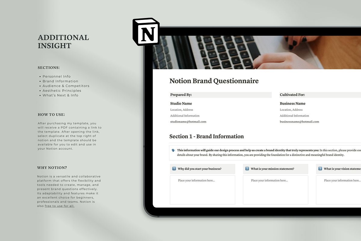 Notion Brand Questionnaire Template, a Templates & Theme by Swyn.Studio (Photo 8 of 8)