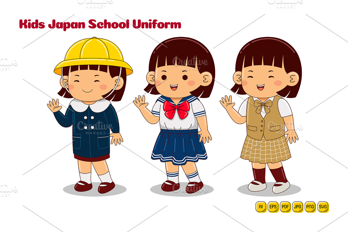 Kids Japan School Uniform Vector #12, a Person Illustration by MEDZ (Photo 1 of 3)