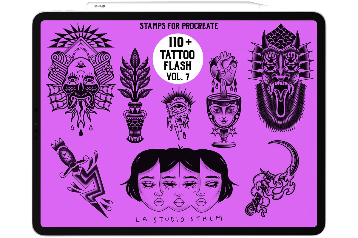 Tattoo Flash Vol. 8 - Procreate Stamp Set