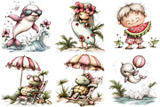 Whimsical Beach Animals & Kids Clipa, an Illustration by DreamPrint404 (Thumbnail 4 of 6)