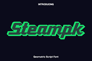 Steampk - Atomic Geometric Script, a Script Font by Luna Shop (Thumbnail 1 of 7)