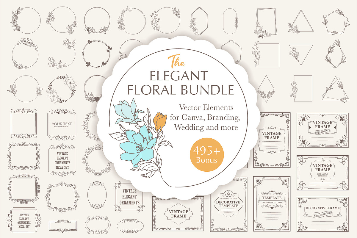 Bohemian Floral Branding Kit, a Decorative Illustration by Lettering_Logo (Photo 1 of 11)