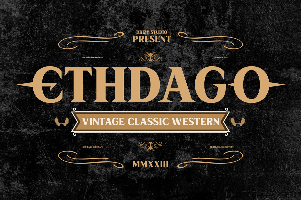 Ethdago - Vintage Classic Font, a Serif Font by Drizy (Photo 1 of 9)