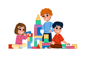 rug building blocks hobby kid vector, a Person Illustration by pikepicture