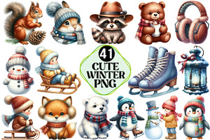 Cute Winter Clipart, an Illustration by Pixels.Craft