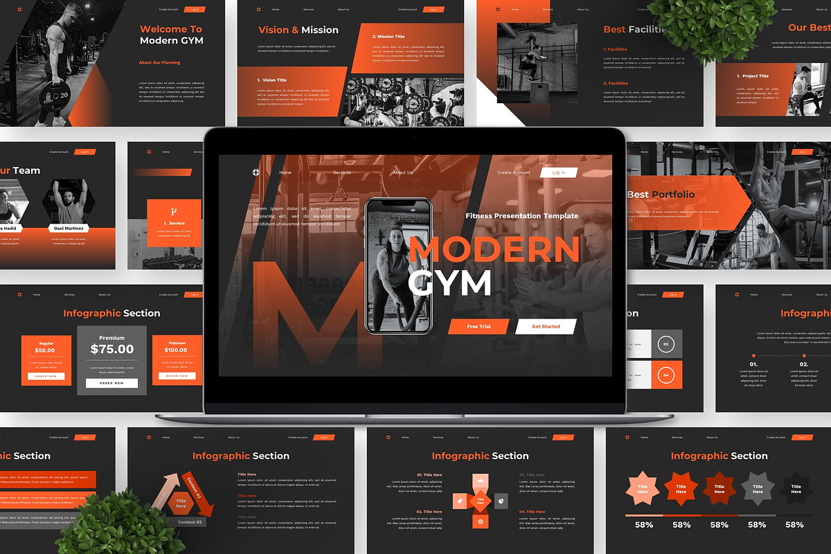 Modern GYM - Fitness Powerpoint preview 5
