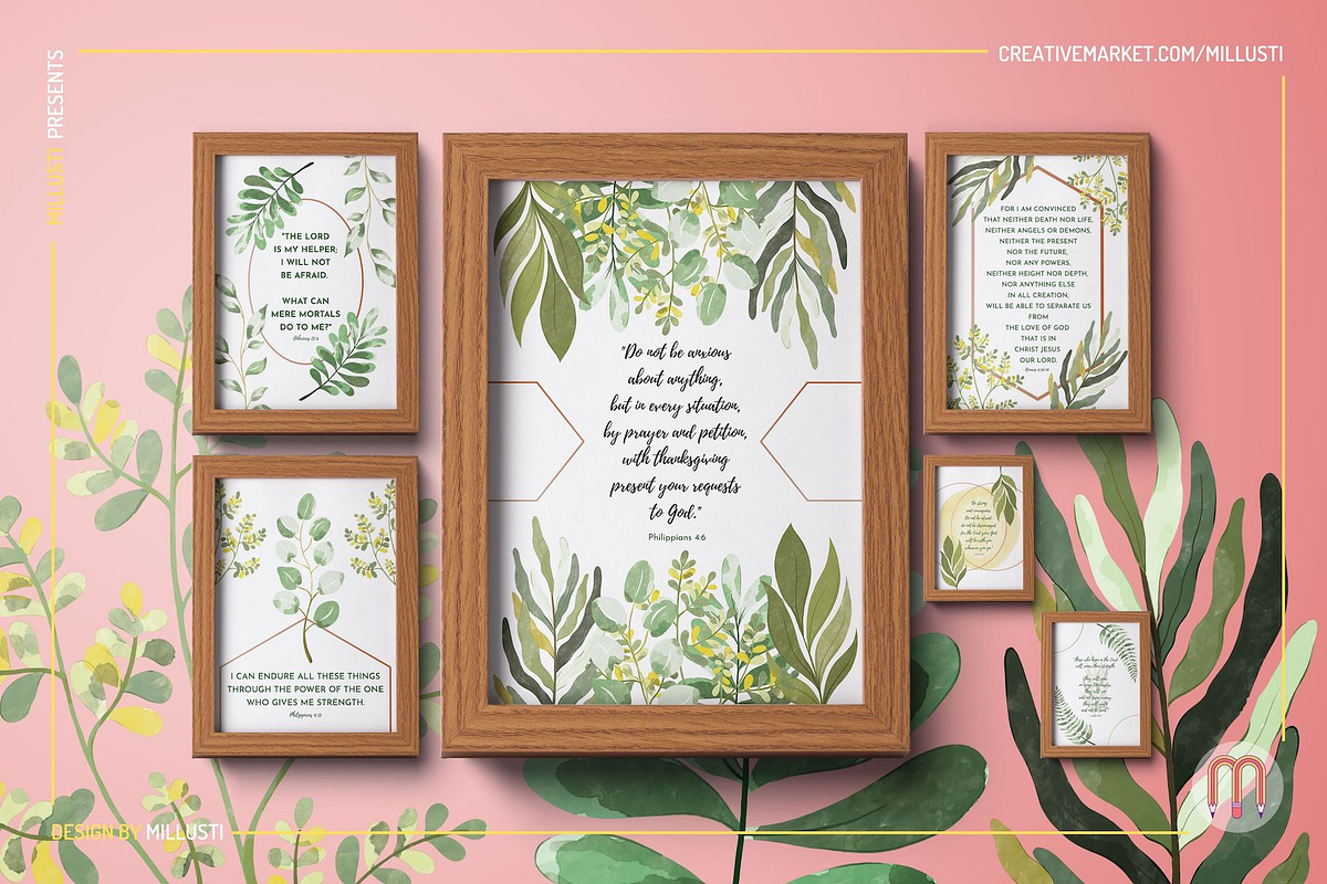 Encouraging Bible Verse Watercolor, an Object Graphic by Millusti (Photo 1 of 10)