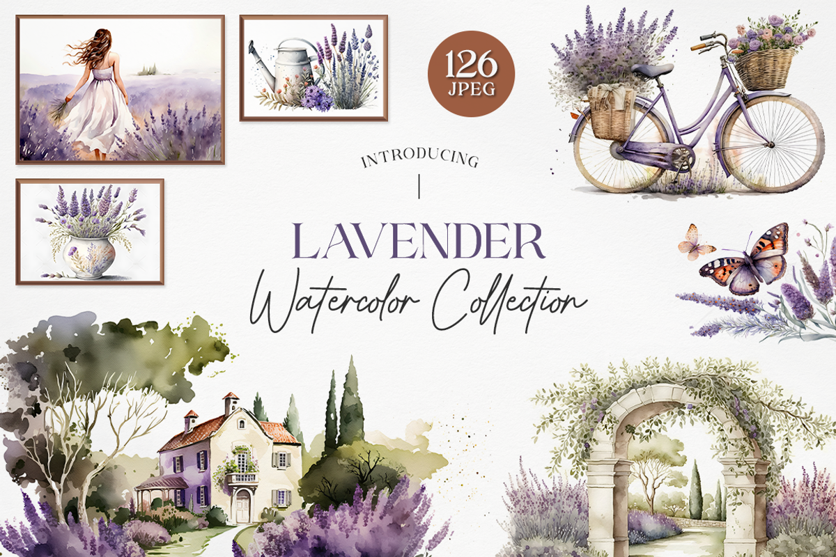 Lavender Watercolor Collection, a Seasonal Illustration by artsy-fartsy (Photo 1 of 12)