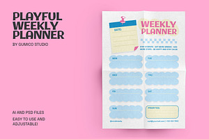 Playful Weekly Planner, a Stationery Template by Gumico Studio.
