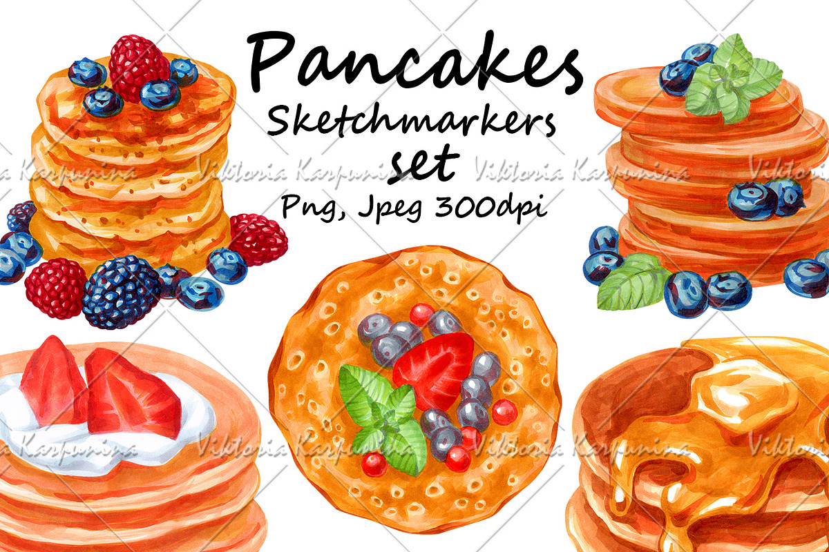 Pancakes - sketchmarkers set, a Food Illustration by ViktoriArt (Photo 1 of 6)
