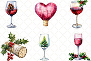 Christmas Red Wine Clipart, an Illustration by Black Bird Studio (Thumbnail 4 of 6)