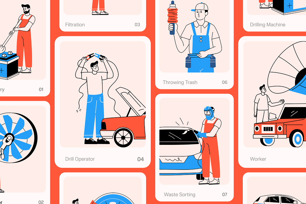 Car Illustration Art Set, an Object Illustration by Vectors Market (Photo 5 of 9)