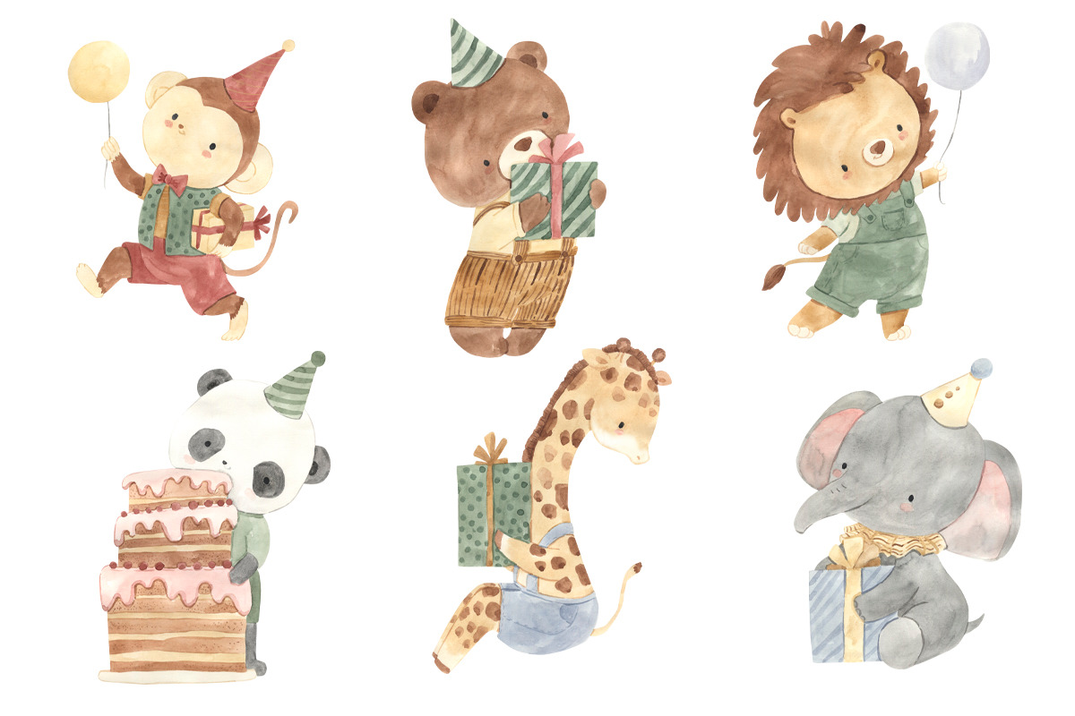 HAPPY BIRTHDAY. Watercolor, an Animal Illustration by OlliArtDesign (Photo 12 of 14)
