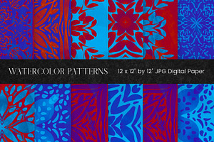 Red and Blue Watercolour Pattern