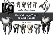Dark Vintage Tooth Clipart Bundle, a Healthcare Illustration by InkyQueenArt (Thumbnail 1 of 5)