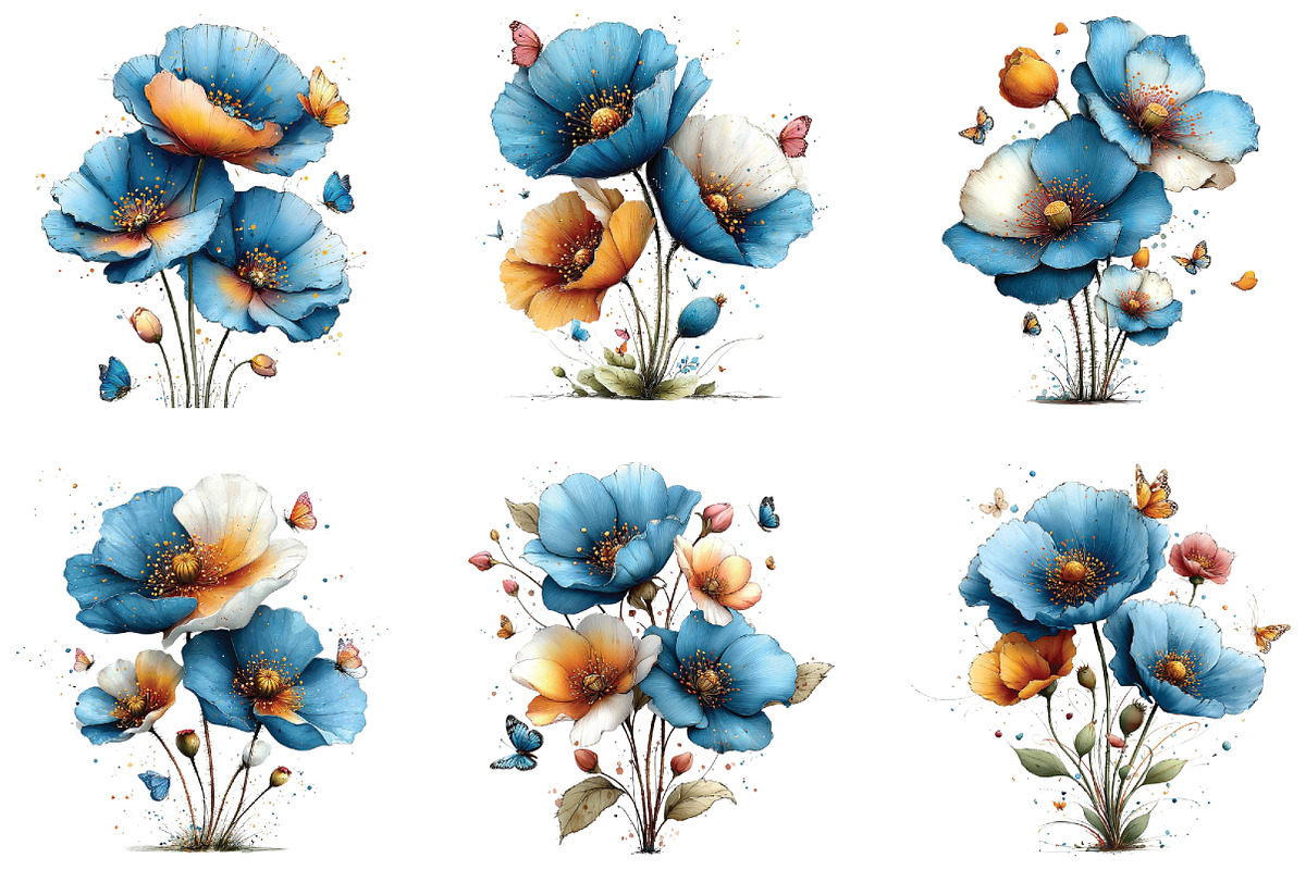 Whimsical Flowers Butterflies Clipar, an Illustration by CraftArtStudio (Photo 4 of 6)