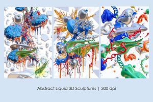 Abstract Liquid 3D Sculptures, a Decorative Illustration by StockVerse Creative