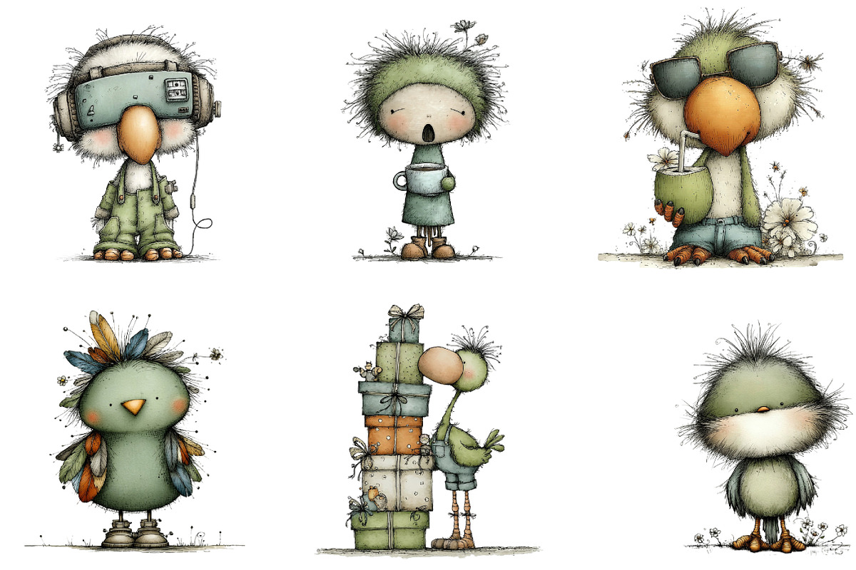 Quirky Funny Birds Clipart, an Illustration by DreamArtGraphic (Photo 2 of 5)