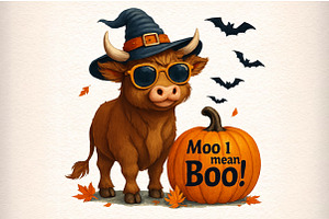 Funny Fall Pumpkin Cow Png, an Illustration by Craft Nest