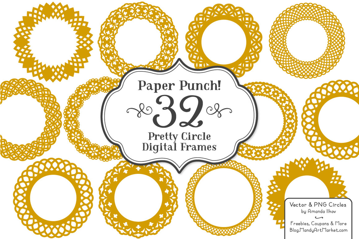 Mustard Vector Lace Frames, an Illustration by Amanda Ilkov (Photo 1 of 5)